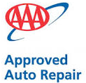 Aaa approved auto repair logo on a white background.