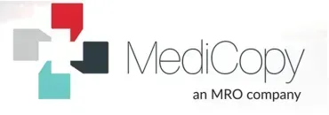 The logo for medicopy is a mro company
