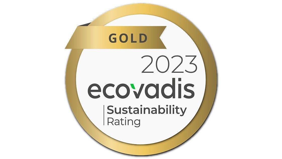 a gold ecovadis sustainability rating badge for 2023