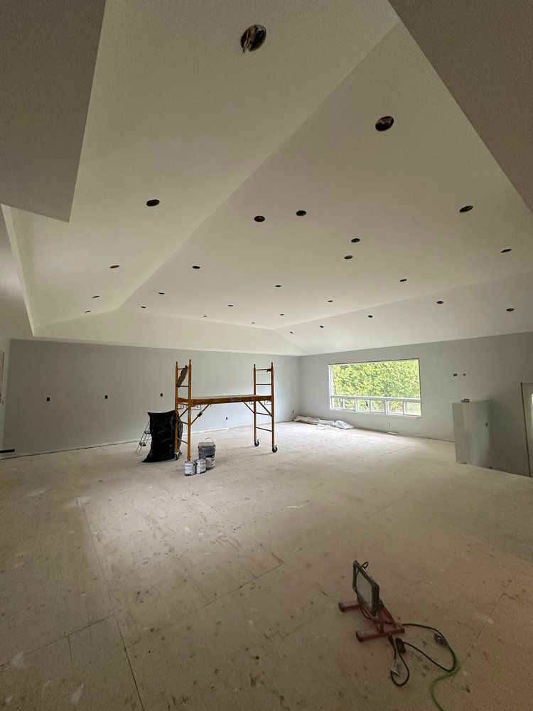 There is a scaffolding in the middle of the room.