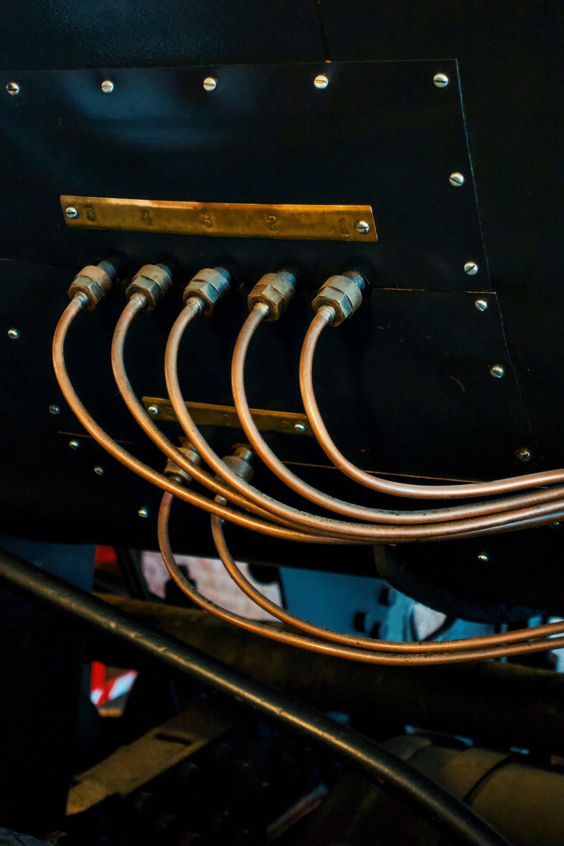 A bunch of copper pipes are connected to each other