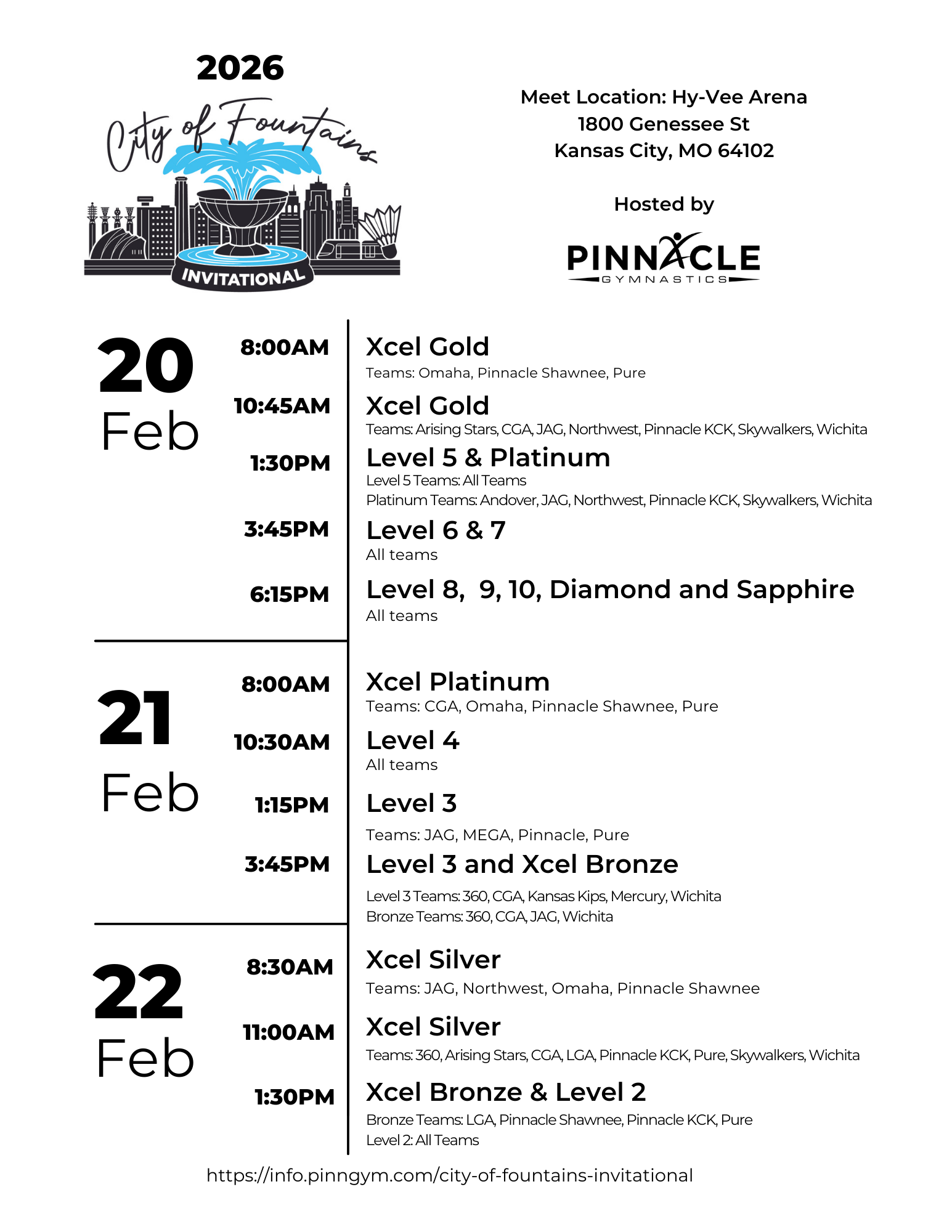 City of Fountains Schedule 2026