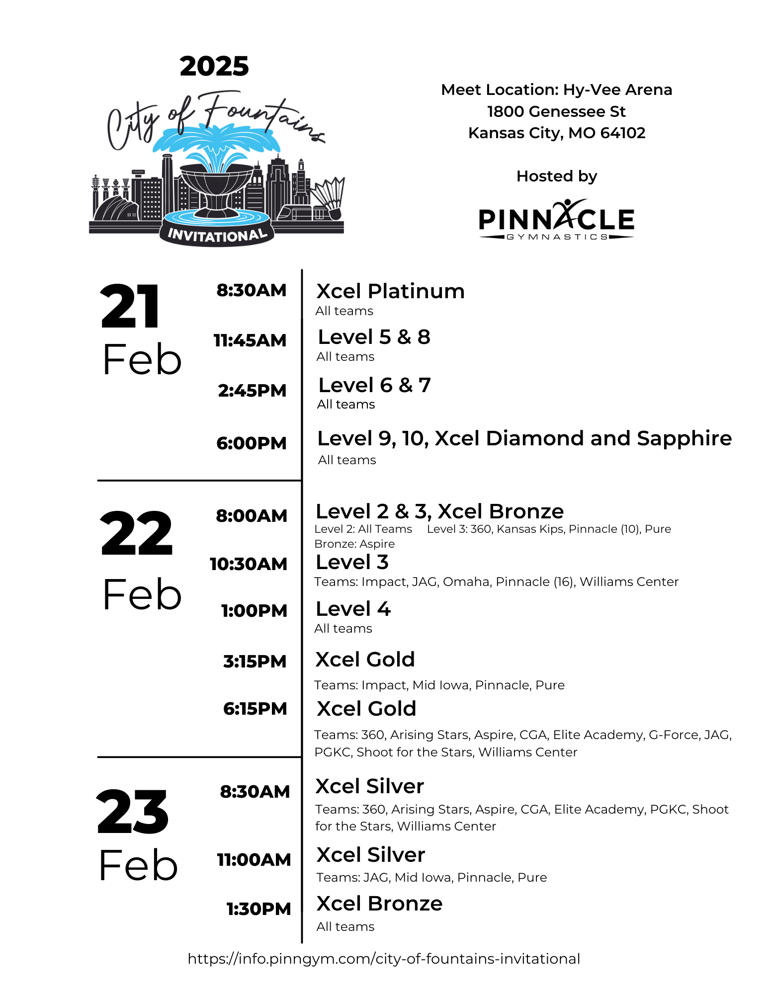 The schedule for the City of Fountains Invitational 2025