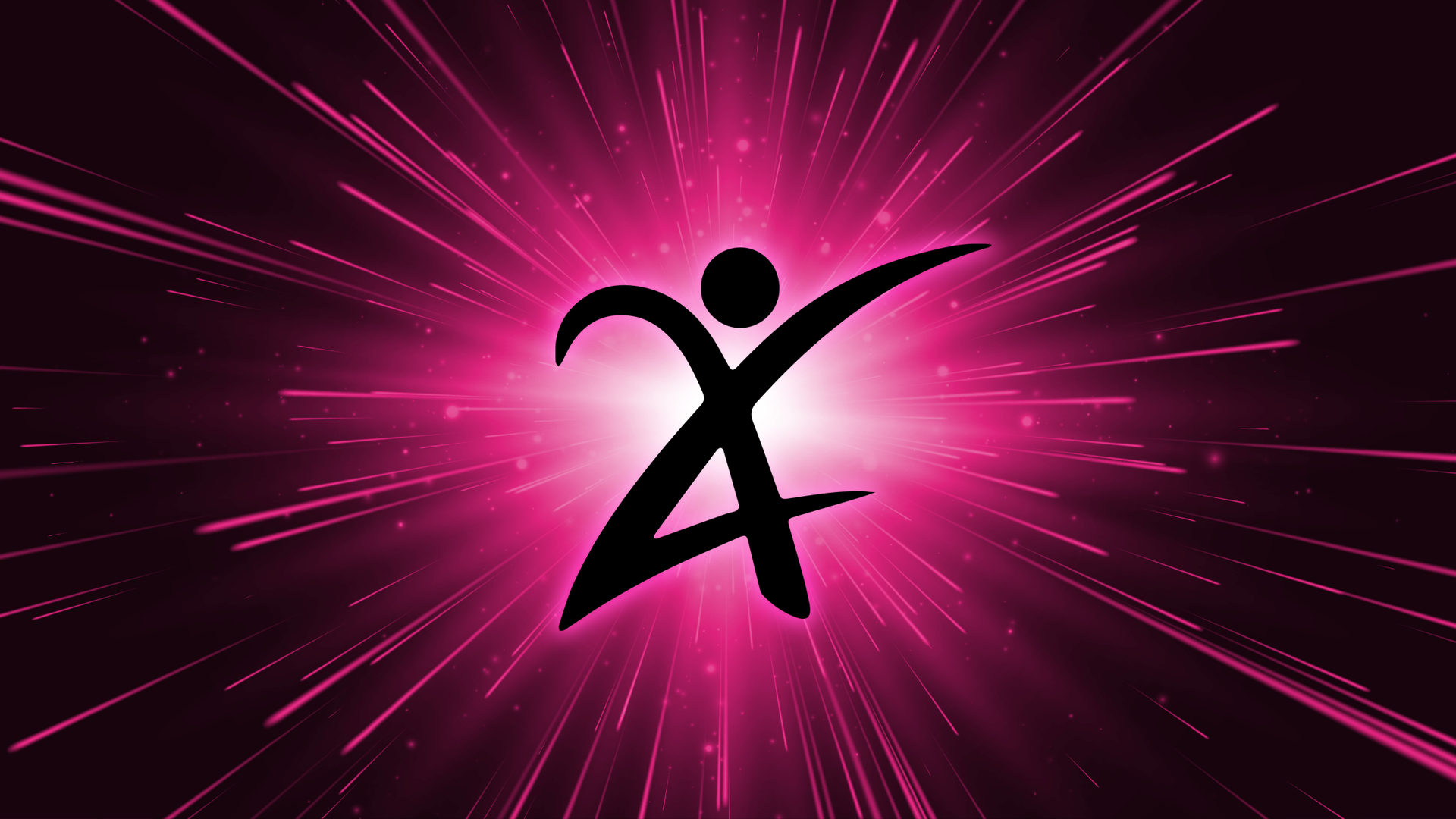 A pink Pinnacle Gymnastics logo with stretched background