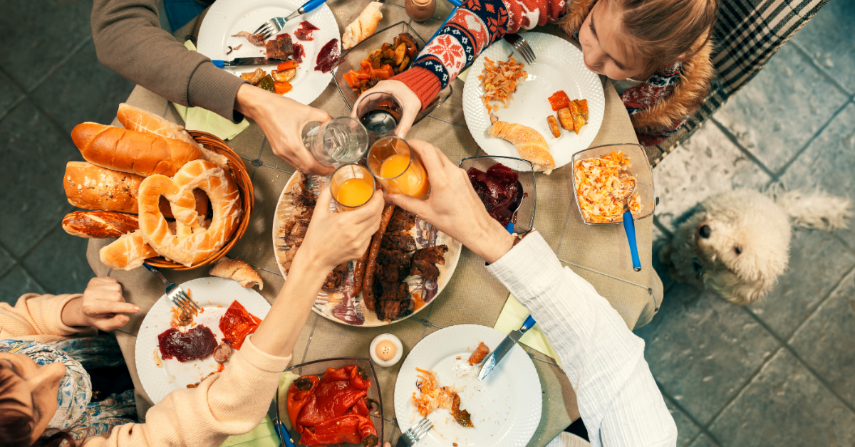 a family sharing a meal during a family date night in Kansas City