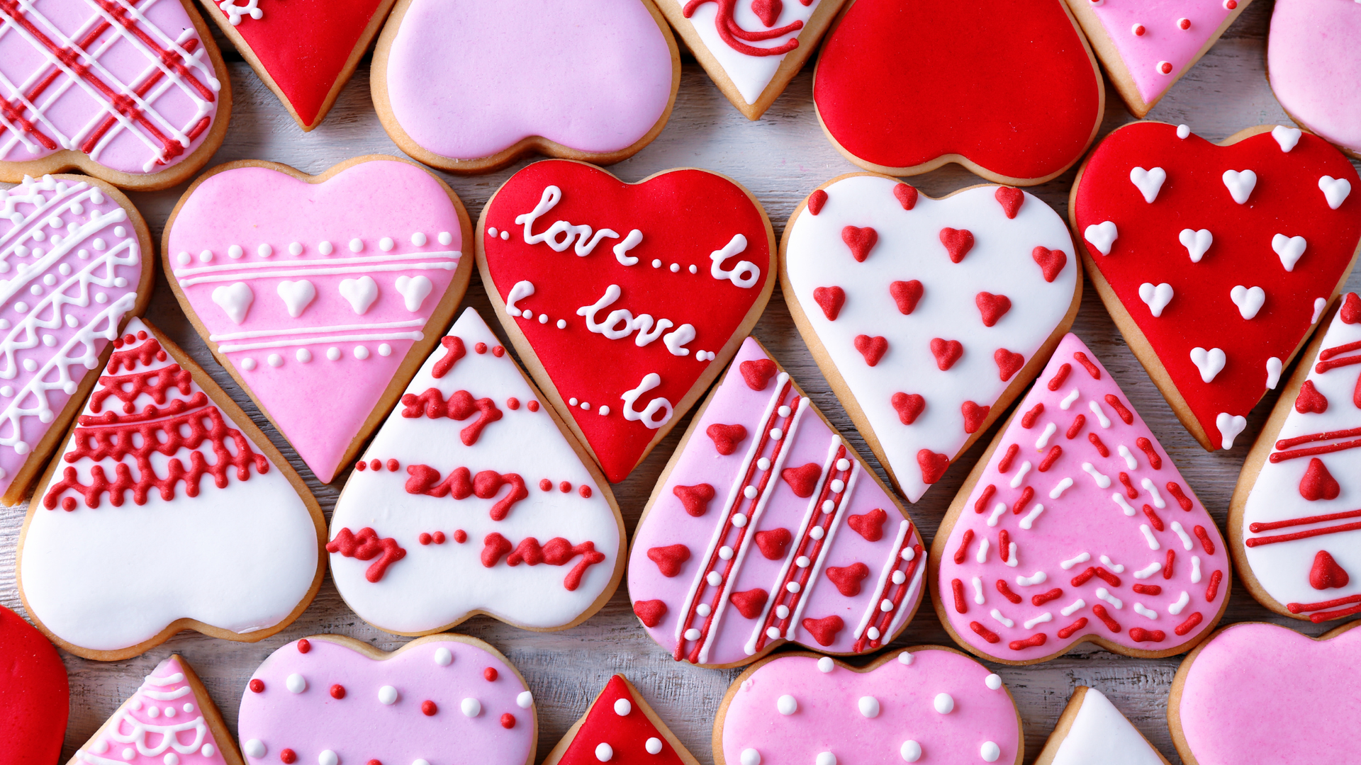 pink red and while valentine heart shaped cookies