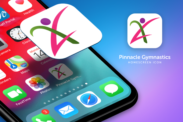 A phone with the pinnacle gymnastics app on it