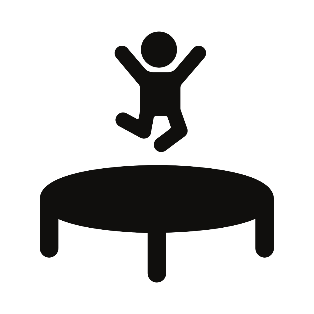 A child is jumping on a trampoline.