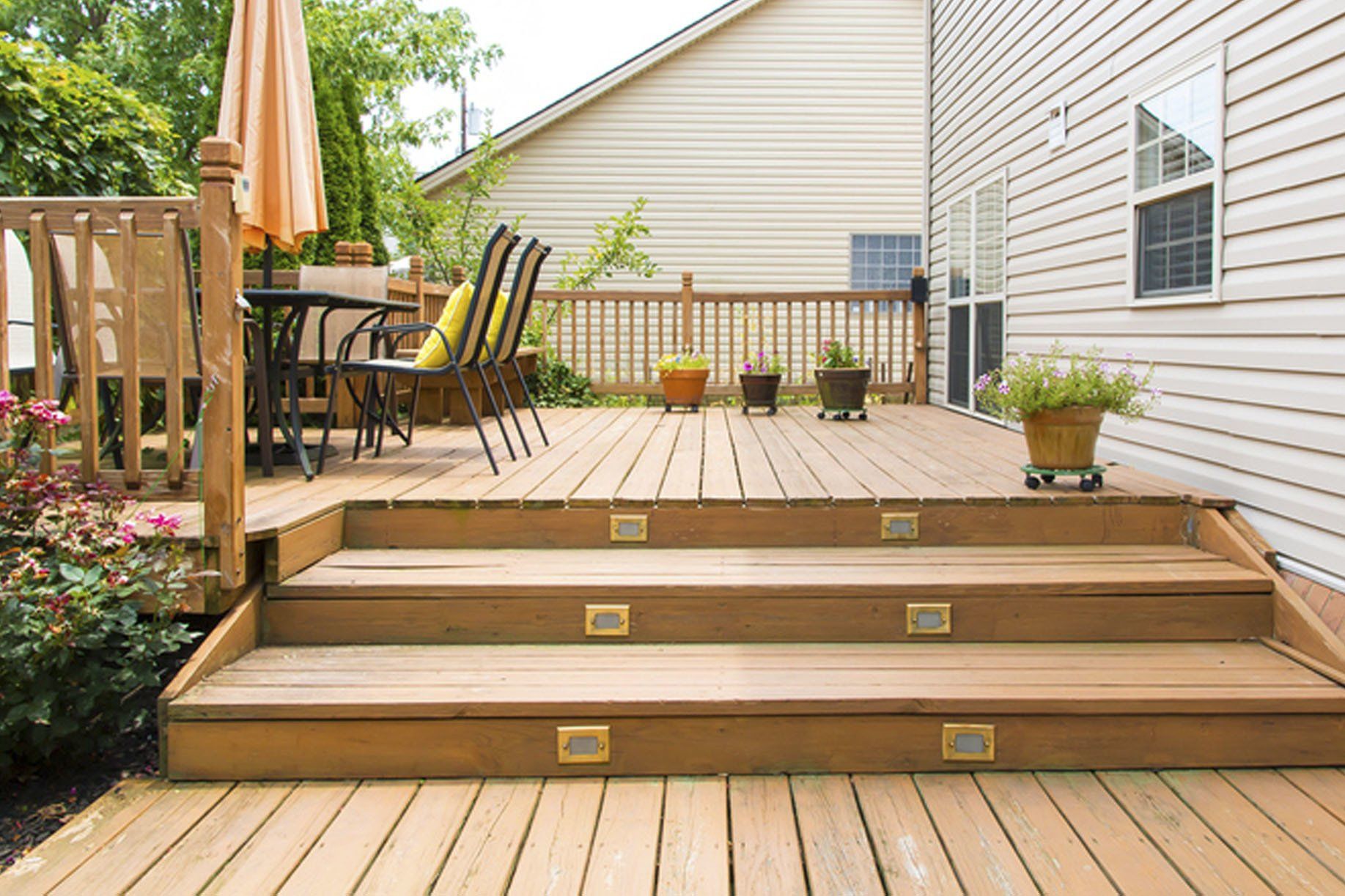 Wooden Decks — Modern Wooden Patio and Garden Area in Clayton, NC Wooden Decks — Modern Wooden Patio and Garden Area in Clayton, NC