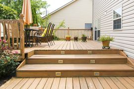 Wooden Decks — Modern Wooden Patio and Garden Area in Clayton, NC