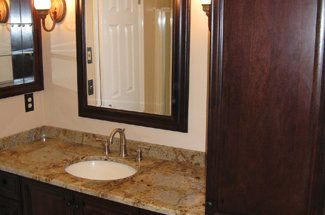 Stylish Bathroom With Wooden Cabinets — Warren, NJ — Z & B Fine Euro Construction