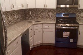 Marble Countertop With White Cabinets— Warren, NJ — Z & B Fine Euro Construction