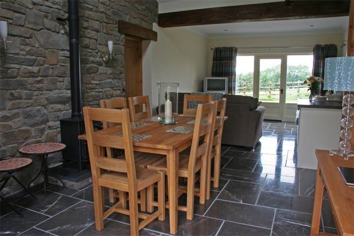 Dining table in sunny room