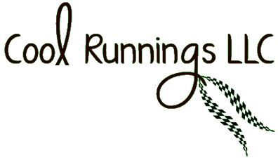 Cool Runnings LLC logo with script text and green and black checkered flag design.