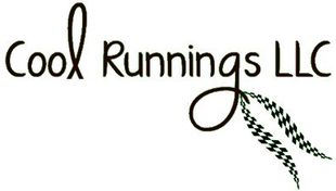 Cool Runnings LLC logo with script text and green and black checkered flag design.