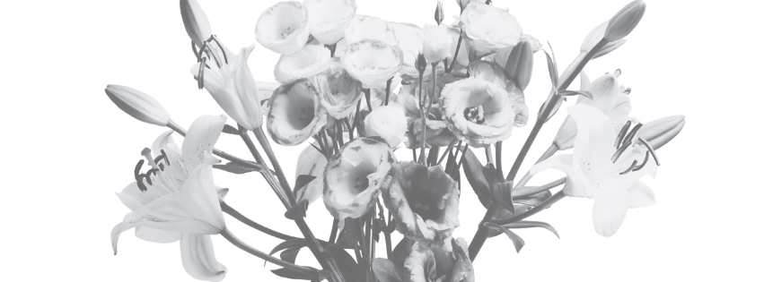 flower arrangement in black and white