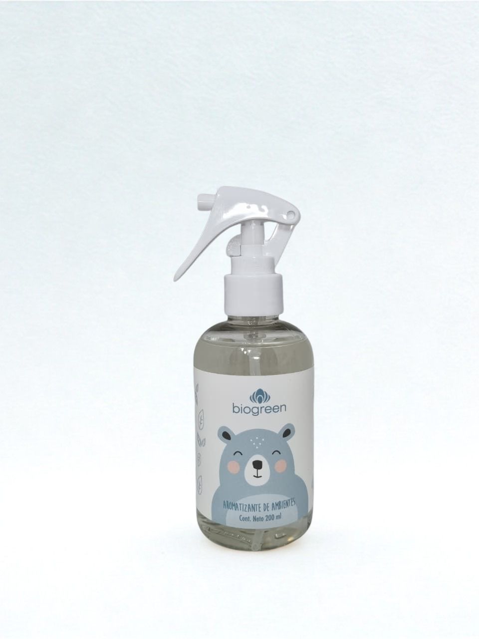 Botella pulverizadora transparente con gatillo blanco