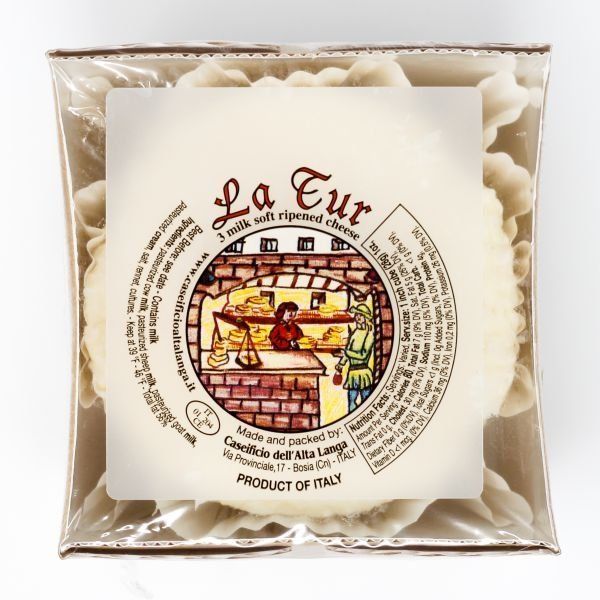 a package of la cur soft ripened cheese from italy