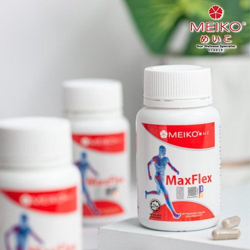 Meiko MaxFlex joint health care capsules, bottle with white willow bark & celery seed supplements