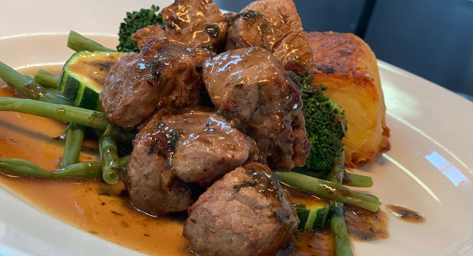 Crown Inn roast meat with lashings of gravy and veg assortment