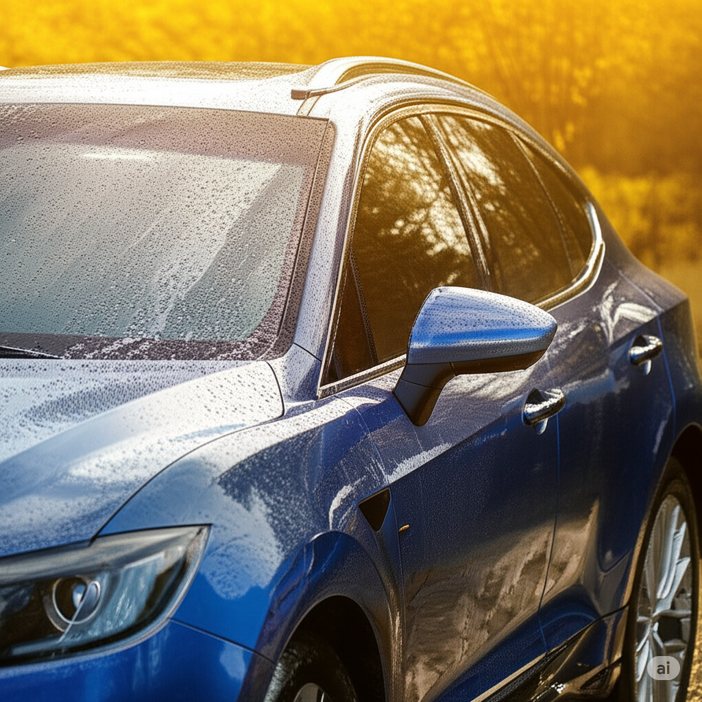 Shiny blue Clean car