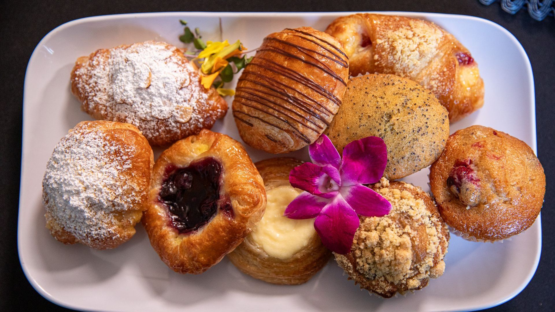 pastries on tray