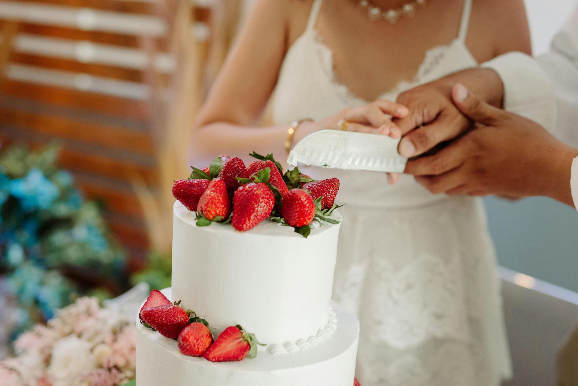 wedding cake with strawberries