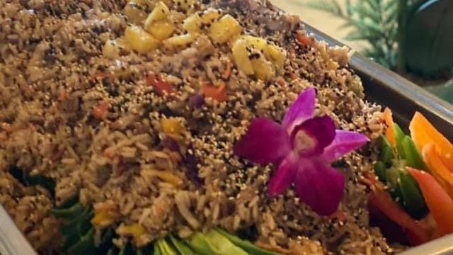 rice in catering tray