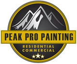 Logo for Peak Pro Painting featuring a stylized mountain, the company name, and the words