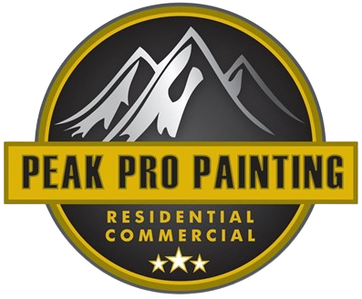 Logo for Peak Pro Painting featuring a stylized mountain, the company name, and the words 