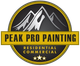 Logo for Peak Pro Painting featuring a stylized mountain, the company name, and the words 