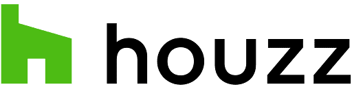 Houzz logo: green house icon beside black