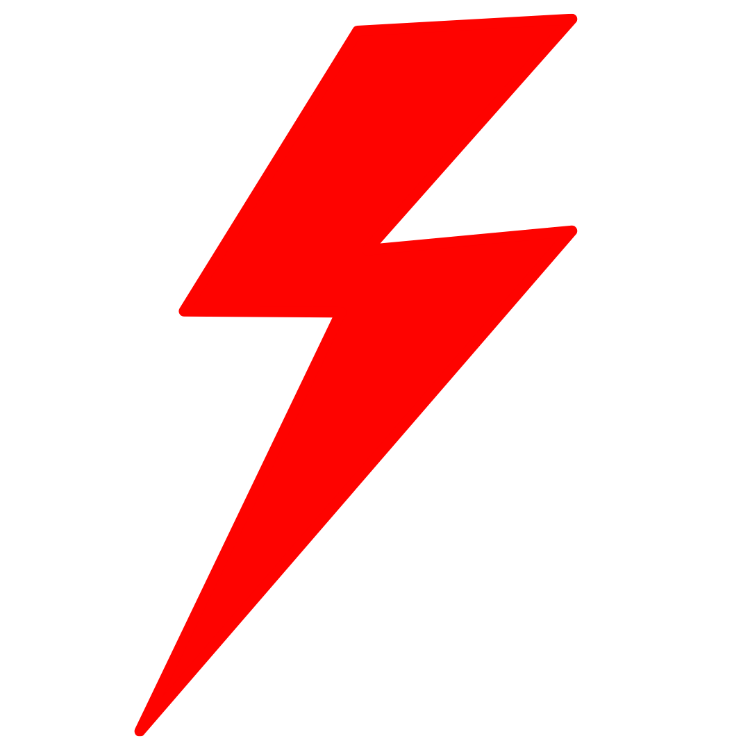 Red lightning bolt on a white background.