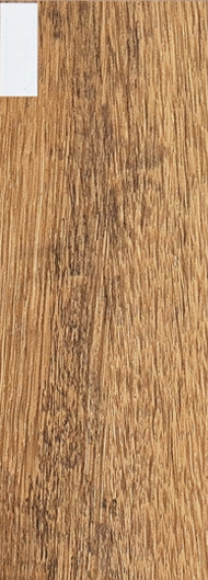 Wooden plank with a natural, warm brown color and visible wood grain. A small white square is on the left.