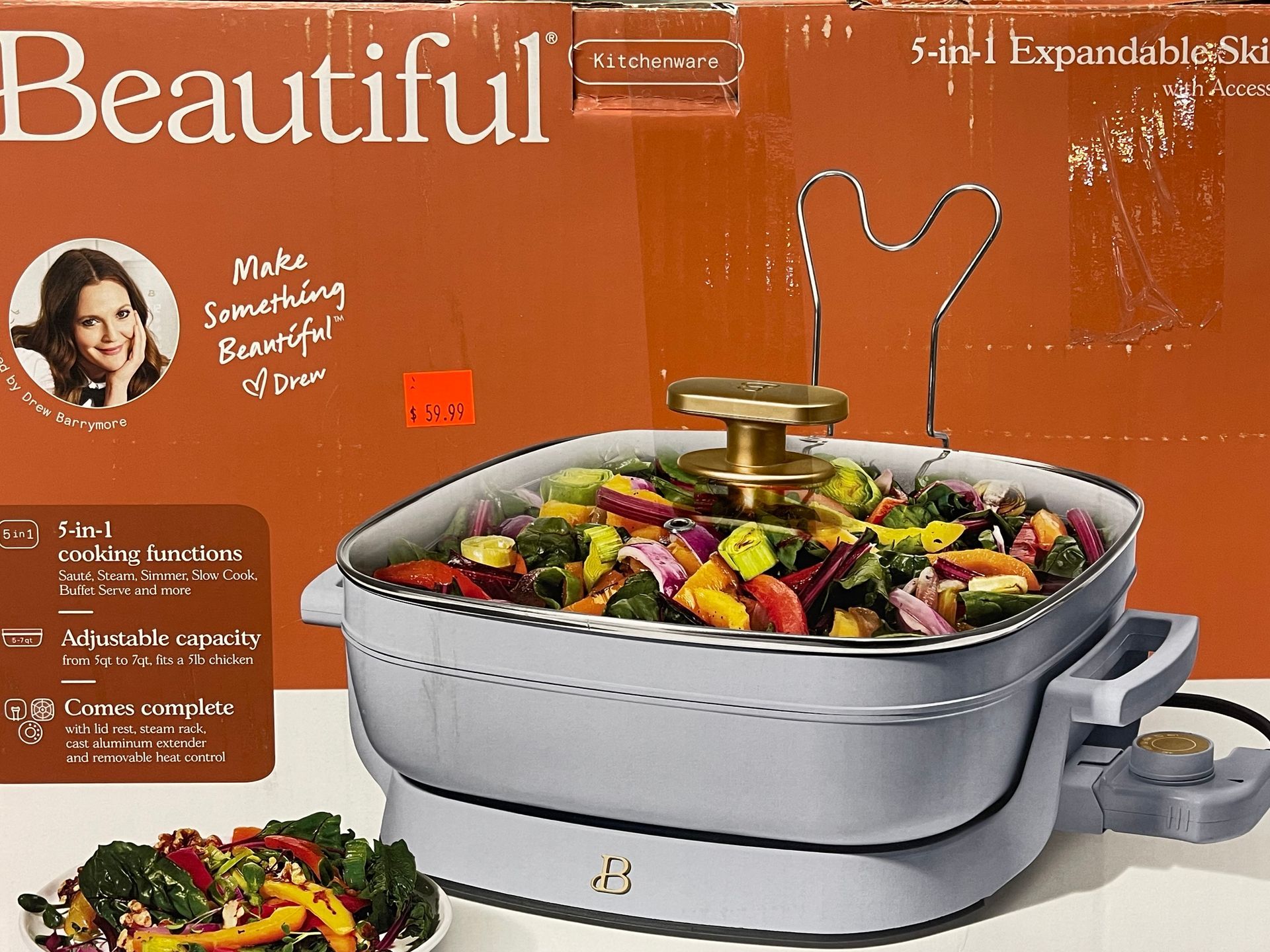 A beautiful casserole dish with vegetables in it