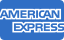 The american express logo is on a blue background.
