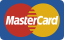 A close up of a mastercard logo on a blue background.