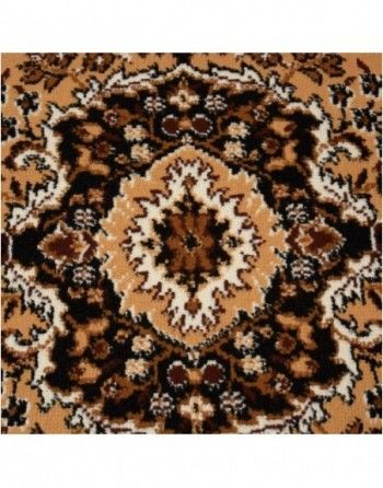 A close up of a rug with a circular pattern on it