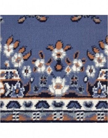 A blue rug with flowers and numbers on it