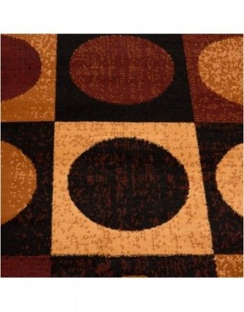A rug with circles and squares on it