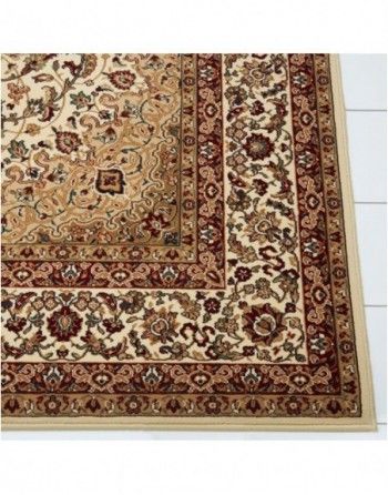 A rug with a floral pattern on it is on a table