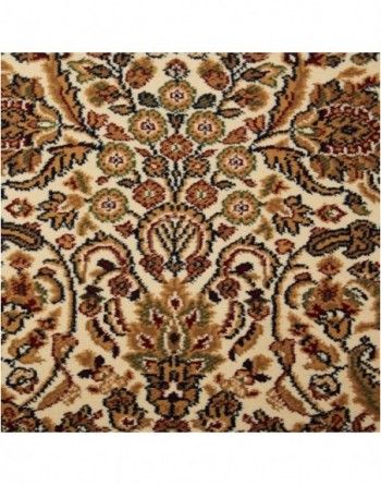 A close up of a rug with a floral pattern