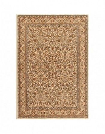 A rug with a floral pattern on it is on a white background.