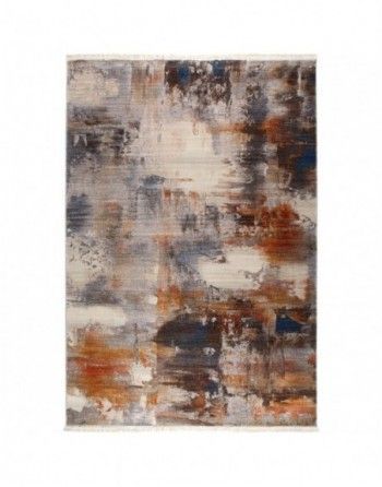 A rug with a painting on it on a white background.