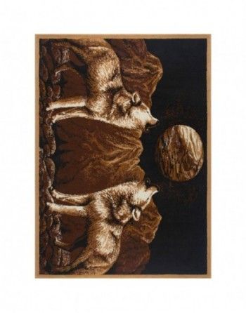 A painting of two wolves howling at the moon