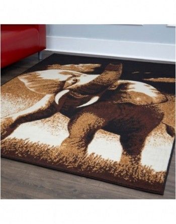 A rug with a picture of an elephant on it