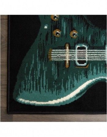 A rug with a picture of a guitar on it