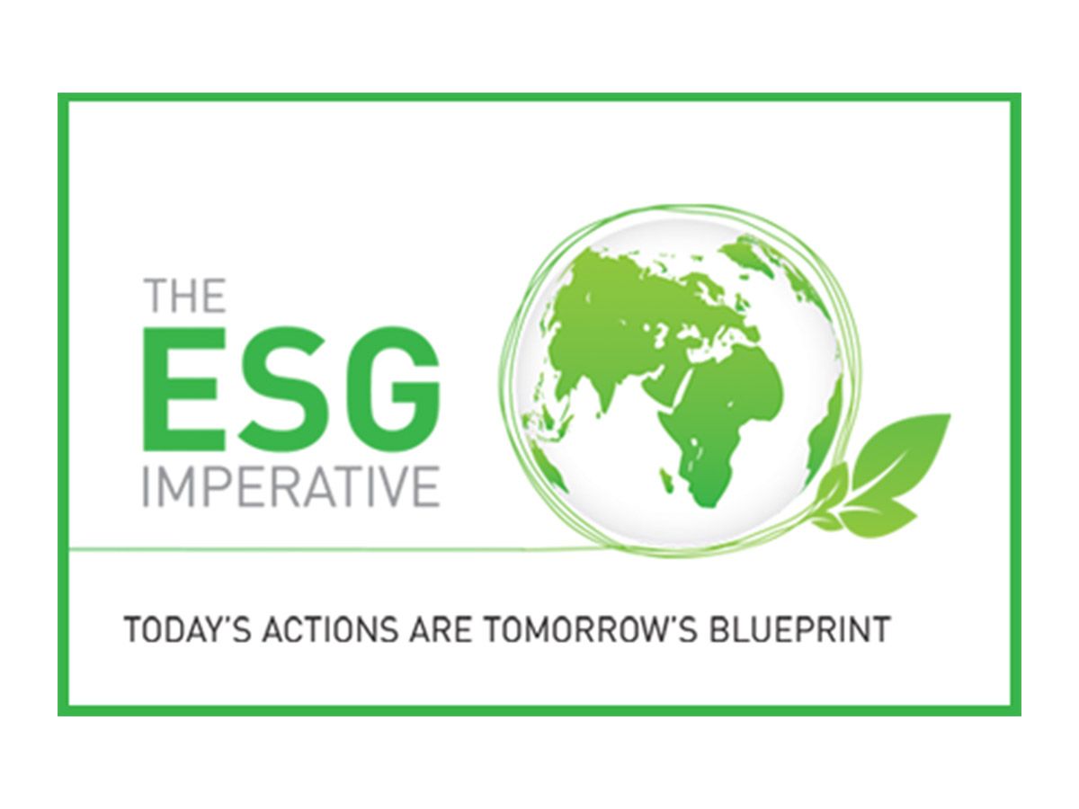 The esg imperative logo shows a green globe with leaves around it.