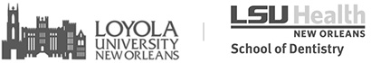 Two logos for loyola university new orleans and lsu health school of dentistry