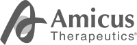Logo of Amicus Therapeutics. A stylized grey 
